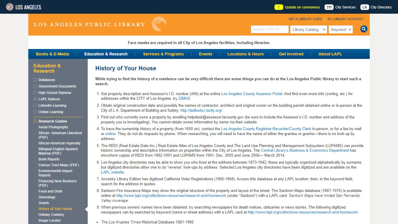 History of Your House | Los Angeles Public Library